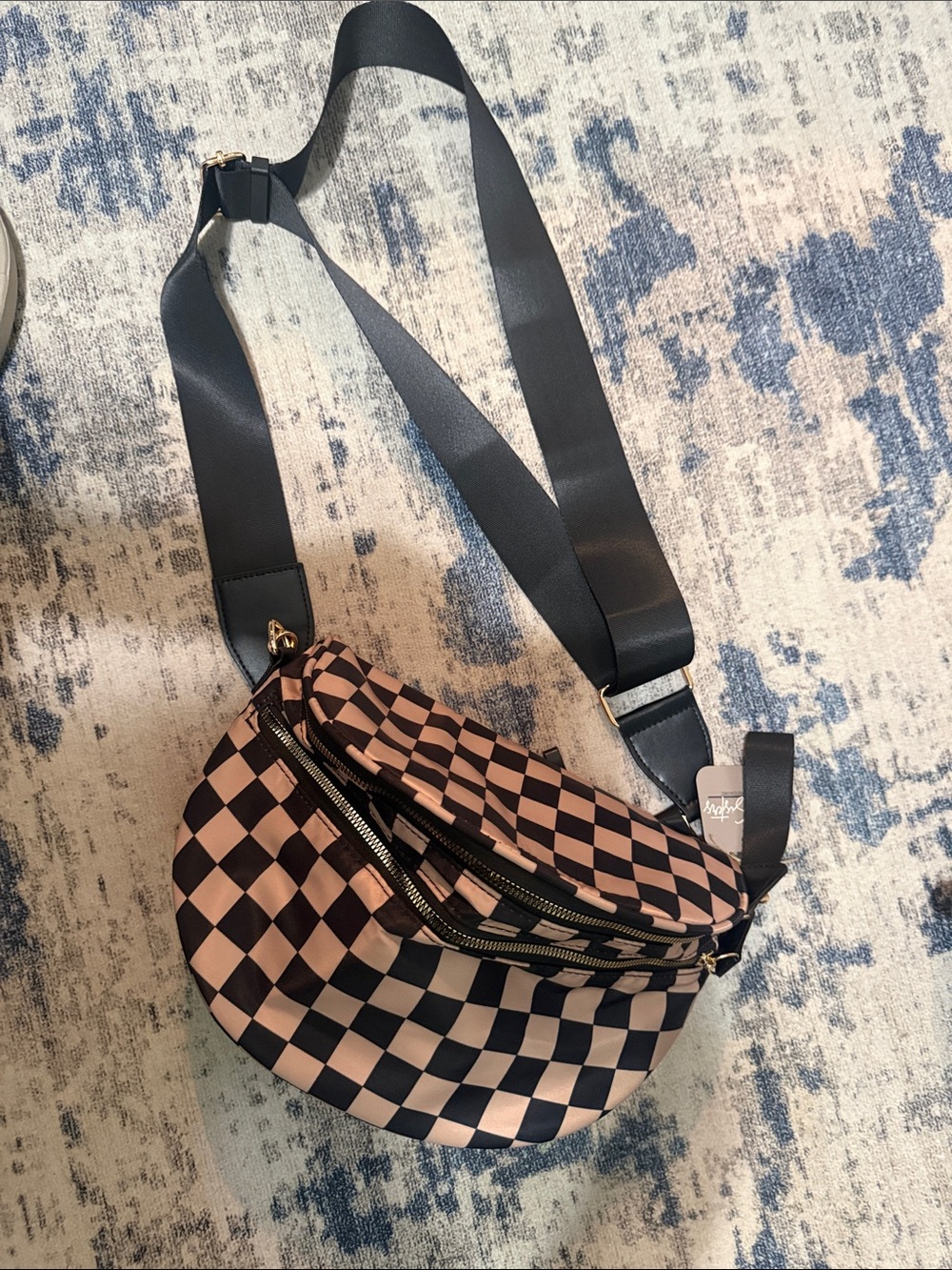 Checkerboard Pink and Black Crossbody - Bum Bag